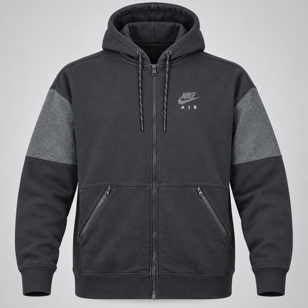 Nike Air Full Zip Hoodie Men's Large Black Sportswear Tech Sweatshirt 861612